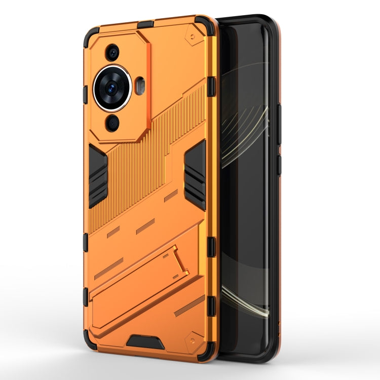 Punk Armor 2 in 1 PC + TPU Phone Case with Holder – TPU, For Huawei nova 11i 4G, For Huawei nova 11 Pro 4G, For Huawei nova 11 4G For Huawei nova 11 Pro 4G Orange