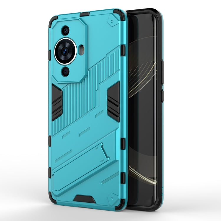 Punk Armor 2 in 1 PC + TPU Phone Case with Holder – TPU, For Huawei nova 11i 4G, For Huawei nova 11 Pro 4G, For Huawei nova 11 4G For Huawei nova 11 Pro 4G Blue