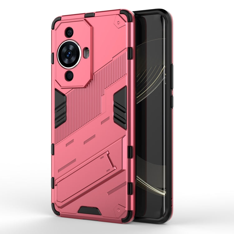 Punk Armor 2 in 1 PC + TPU Phone Case with Holder – TPU, For Huawei nova 11i 4G, For Huawei nova 11 Pro 4G, For Huawei nova 11 4G For Huawei nova 11 Pro 4G Light Red