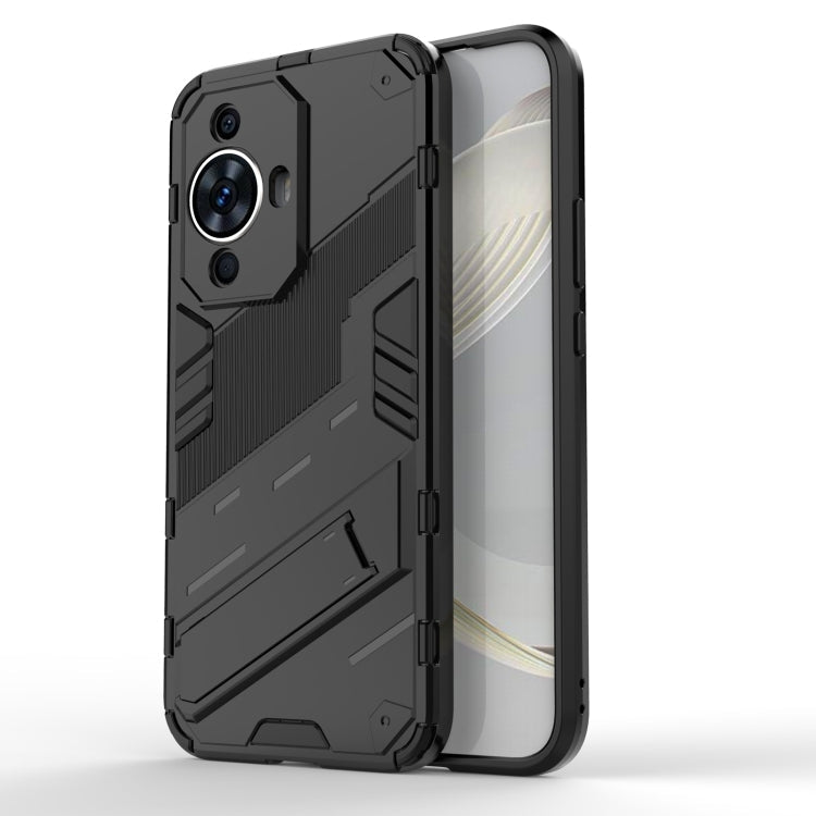 Punk Armor 2 in 1 PC + TPU Phone Case with Holder – TPU, For Huawei nova 11i 4G, For Huawei nova 11 Pro 4G, For Huawei nova 11 4G For Huawei nova 11 4G Black
