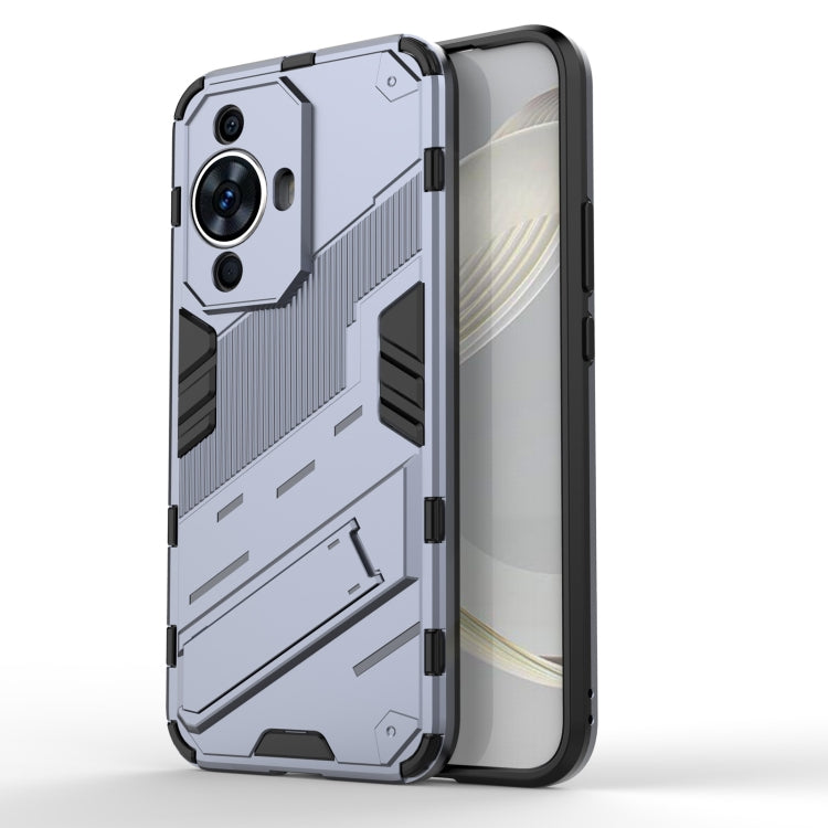 Punk Armor 2 in 1 PC + TPU Phone Case with Holder – TPU, For Huawei nova 11i 4G, For Huawei nova 11 Pro 4G, For Huawei nova 11 4G For Huawei nova 11 4G Grey