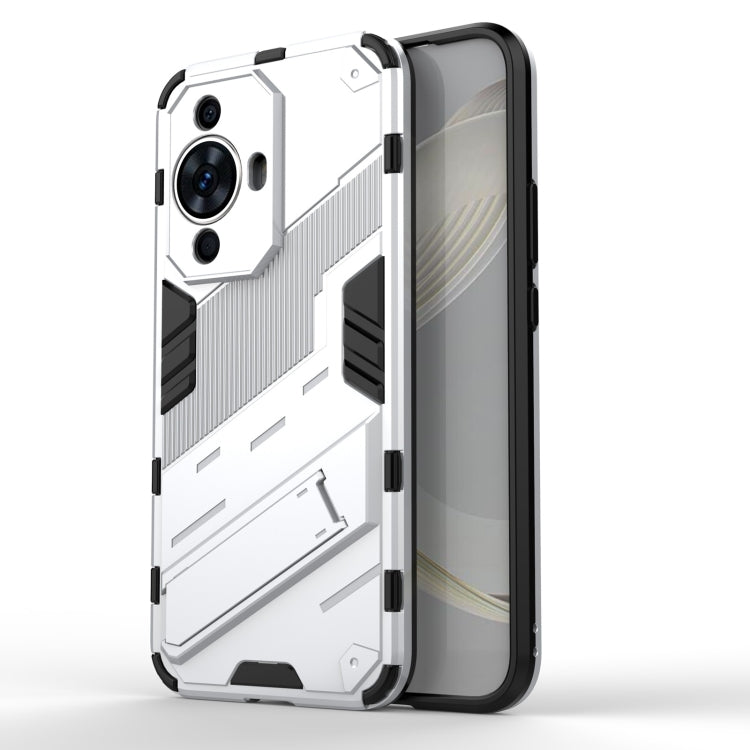 Punk Armor 2 in 1 PC + TPU Phone Case with Holder – TPU, For Huawei nova 11i 4G, For Huawei nova 11 Pro 4G, For Huawei nova 11 4G For Huawei nova 11 4G White