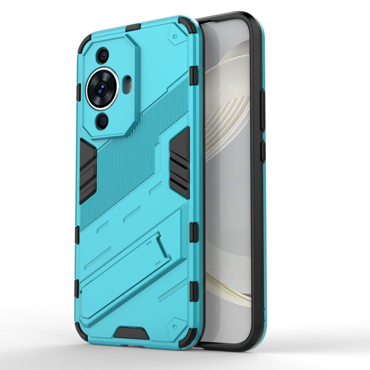 Punk Armor 2 in 1 PC + TPU Phone Case with Holder – TPU, For Huawei nova 11i 4G, For Huawei nova 11 Pro 4G, For Huawei nova 11 4G For Huawei nova 11 4G Blue