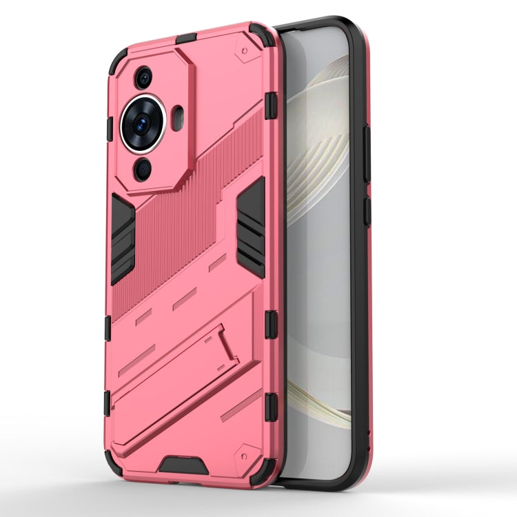 Punk Armor 2 in 1 PC + TPU Phone Case with Holder – TPU, For Huawei nova 11i 4G, For Huawei nova 11 Pro 4G, For Huawei nova 11 4G For Huawei nova 11 4G Light Red