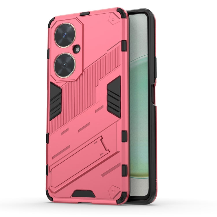 Punk Armor 2 in 1 PC + TPU Phone Case with Holder – TPU, For Huawei nova 11i 4G, For Huawei nova 11 Pro 4G, For Huawei nova 11 4G For Huawei nova 11i 4G Light Red