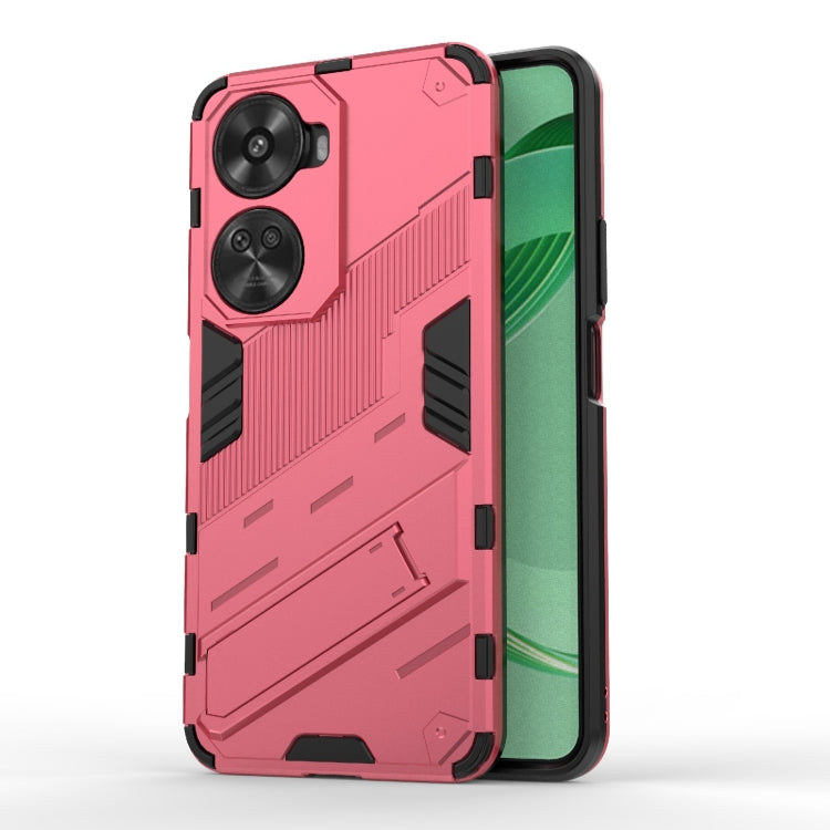 Punk Armor 2 in 1 PC + TPU Phone Case with Holder – TPU, For Huawei Pura 70, For Huawei nova 11 SE, For Huawei nova 12 Pro For Huawei nova 11 SE Light Red