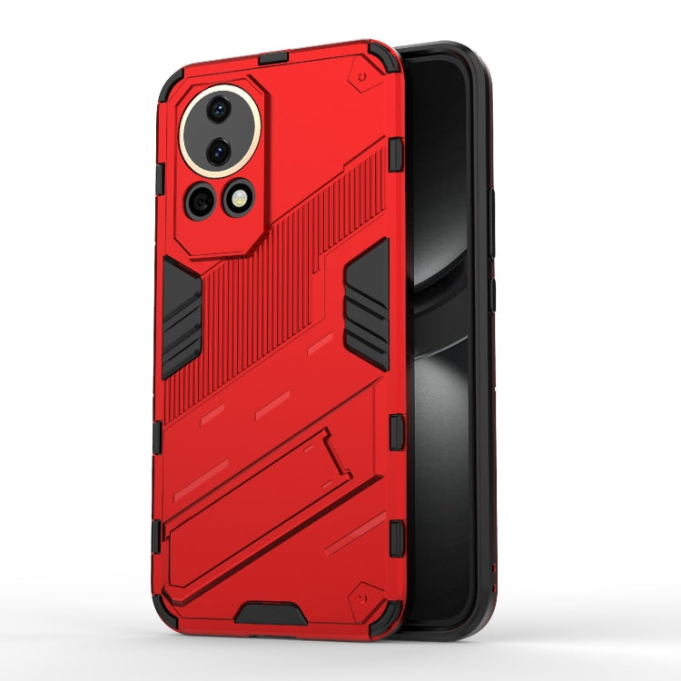 Punk Armor 2 in 1 PC + TPU Phone Case with Holder – TPU, For Huawei nova 12 5G, For Huawei Mate 60, For Huawei Mate 60 Pro For Huawei nova 12 5G Red