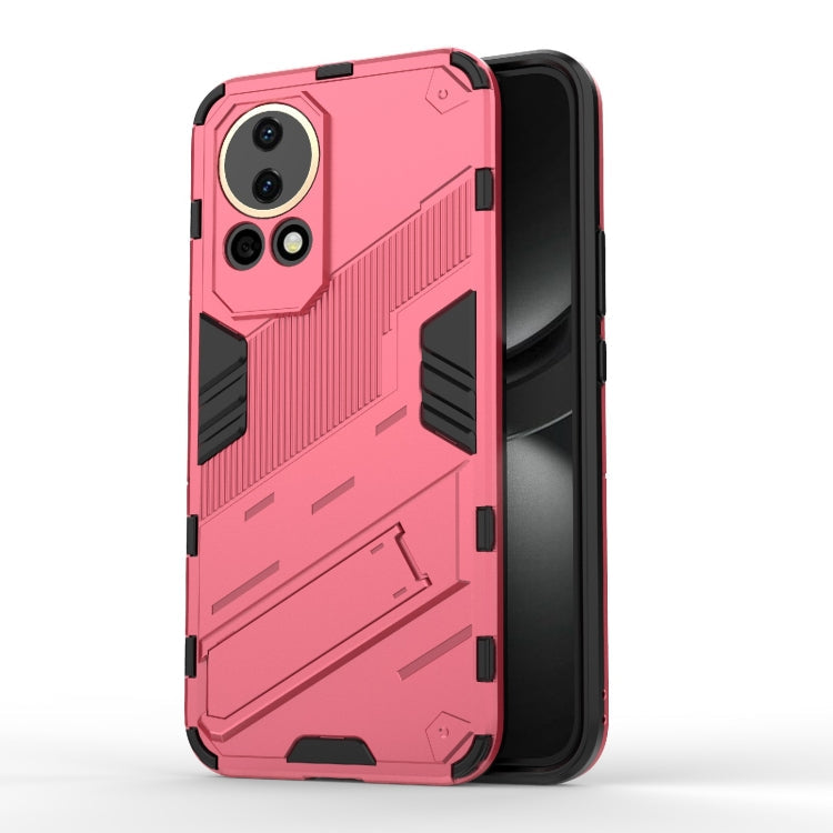 Punk Armor 2 in 1 PC + TPU Phone Case with Holder – TPU, For Huawei nova 12 5G, For Huawei Mate 60, For Huawei Mate 60 Pro For Huawei nova 12 5G Light Red