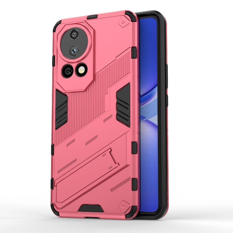 Punk Armor 2 in 1 PC + TPU Phone Case with Holder – TPU, For Huawei Pura 70, For Huawei nova 11 SE, For Huawei nova 12 Pro For Huawei nova 12 Pro Light Red