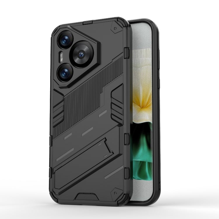Punk Armor 2 in 1 PC + TPU Phone Case with Holder – TPU, For Huawei Pura 70, For Huawei nova 11 SE, For Huawei nova 12 Pro For Huawei Pura 70 Black