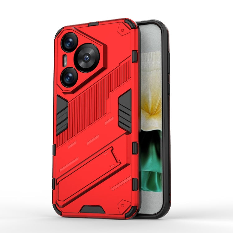 Punk Armor 2 in 1 PC + TPU Phone Case with Holder – TPU, For Huawei Pura 70, For Huawei nova 11 SE, For Huawei nova 12 Pro For Huawei Pura 70 Red