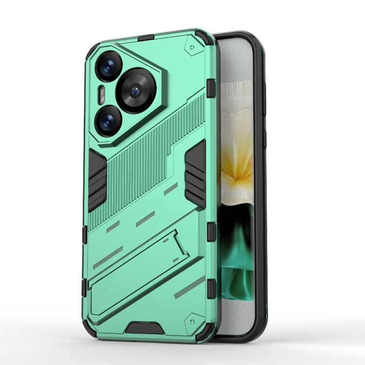 Punk Armor 2 in 1 PC + TPU Phone Case with Holder – TPU, For Huawei Pura 70, For Huawei nova 11 SE, For Huawei nova 12 Pro For Huawei Pura 70 Green