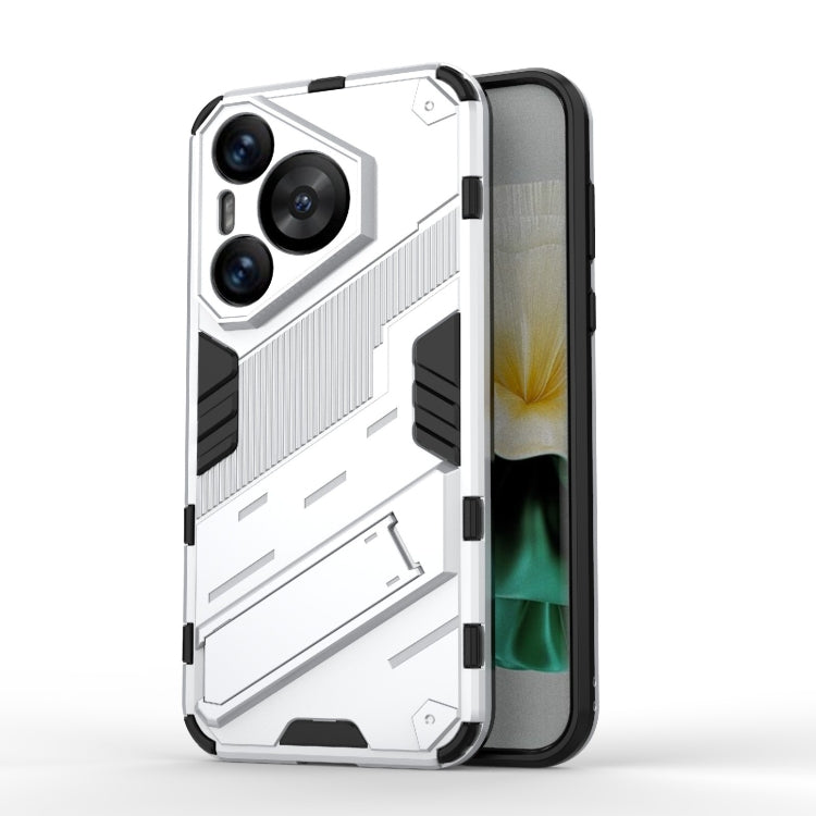 Punk Armor 2 in 1 PC + TPU Phone Case with Holder – TPU, For Huawei Pura 70, For Huawei nova 11 SE, For Huawei nova 12 Pro For Huawei Pura 70 White
