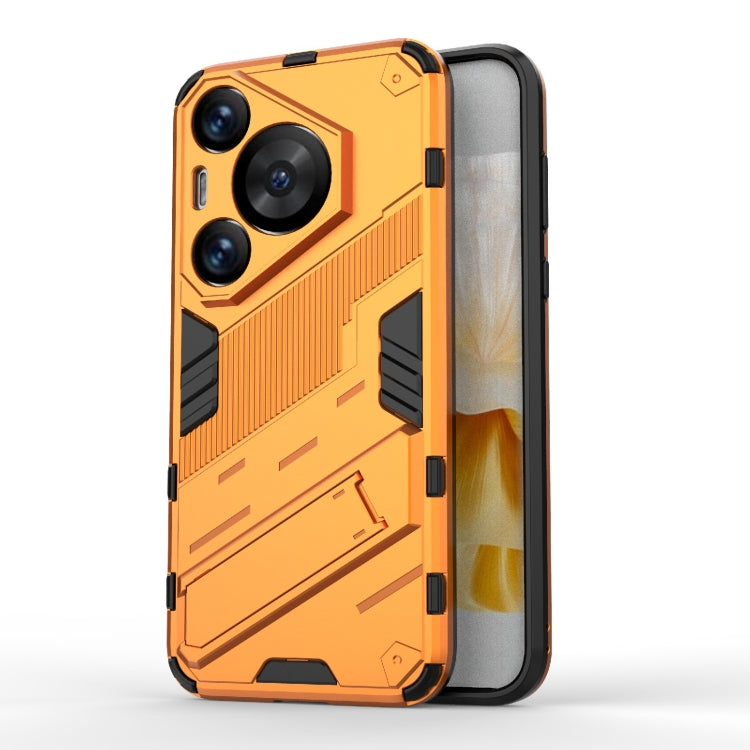 Punk Armor 2 in 1 PC + TPU Phone Case with Holder – TPU, For Huawei Mate 70 Pro / 70 Pro+, For Huawei Pura 70 Pro / 70 Pro+, For Huawei Pura 70 Ultra For Huawei Pura 70 Pro 70 Pro+ Orange