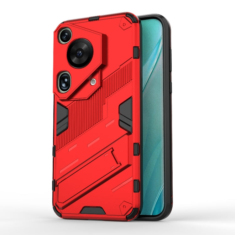 Punk Armor 2 in 1 PC + TPU Phone Case with Holder – TPU, For Huawei Mate 70 Pro / 70 Pro+, For Huawei Pura 70 Pro / 70 Pro+, For Huawei Pura 70 Ultra For Huawei Pura 70 Ultra Red