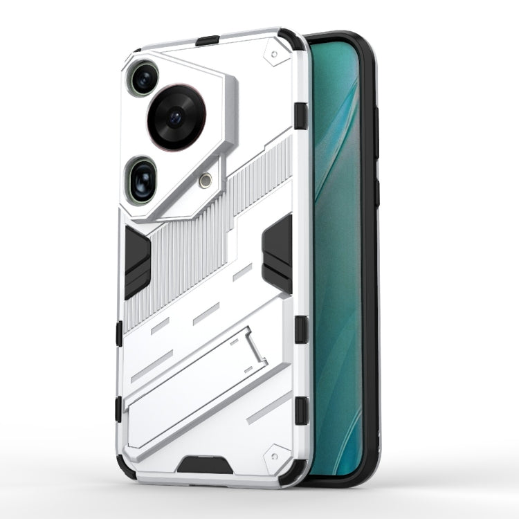 Punk Armor 2 in 1 PC + TPU Phone Case with Holder – TPU, For Huawei Mate 70 Pro / 70 Pro+, For Huawei Pura 70 Pro / 70 Pro+, For Huawei Pura 70 Ultra For Huawei Pura 70 Ultra White