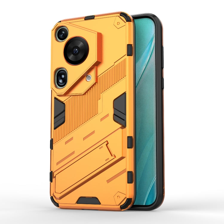 Punk Armor 2 in 1 PC + TPU Phone Case with Holder – TPU, For Huawei Mate 70 Pro / 70 Pro+, For Huawei Pura 70 Pro / 70 Pro+, For Huawei Pura 70 Ultra For Huawei Pura 70 Ultra Orange