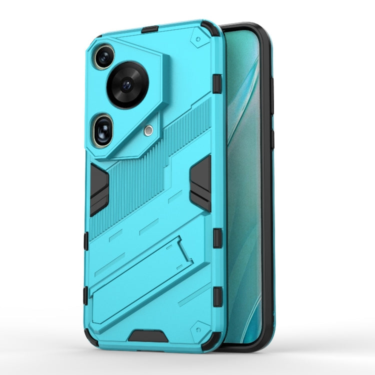 Punk Armor 2 in 1 PC + TPU Phone Case with Holder – TPU, For Huawei Mate 70 Pro / 70 Pro+, For Huawei Pura 70 Pro / 70 Pro+, For Huawei Pura 70 Ultra For Huawei Pura 70 Ultra Blue