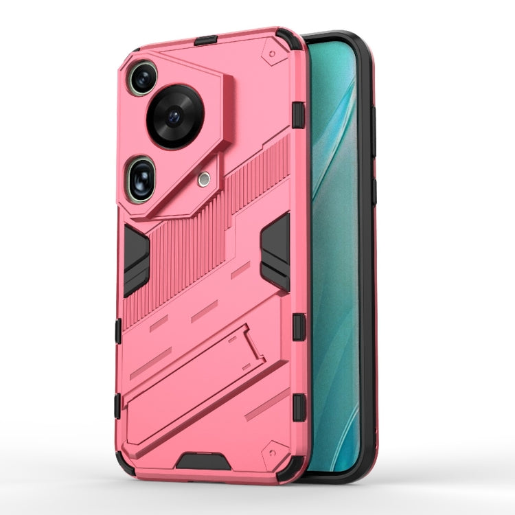 Punk Armor 2 in 1 PC + TPU Phone Case with Holder – TPU, For Huawei Mate 70 Pro / 70 Pro+, For Huawei Pura 70 Pro / 70 Pro+, For Huawei Pura 70 Ultra For Huawei Pura 70 Ultra Light Red