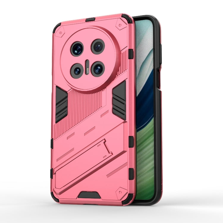 Punk Armor 2 in 1 PC + TPU Phone Case with Holder – TPU, For Huawei Mate 70 Pro / 70 Pro+, For Huawei Pura 70 Pro / 70 Pro+, For Huawei Pura 70 Ultra For Huawei Mate 70 Pro 70 Pro+ Light Red