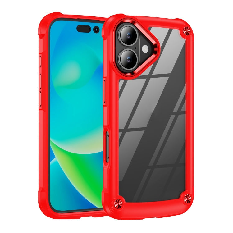 TPU Phone Case – + PC Lens Protection Phone Case, For iPhone Air, For iPhone 16 Pro Max,... For iPhone 16 Plus Red