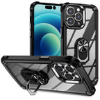 TPU + PC Lens Protection Phone Case with Ring Holder, For iPhone 15 Pro Max, For iPhone 15 Pro, For iPhone 15 Plus, For iPhone 15 For iPhone 15 Pro Max Black