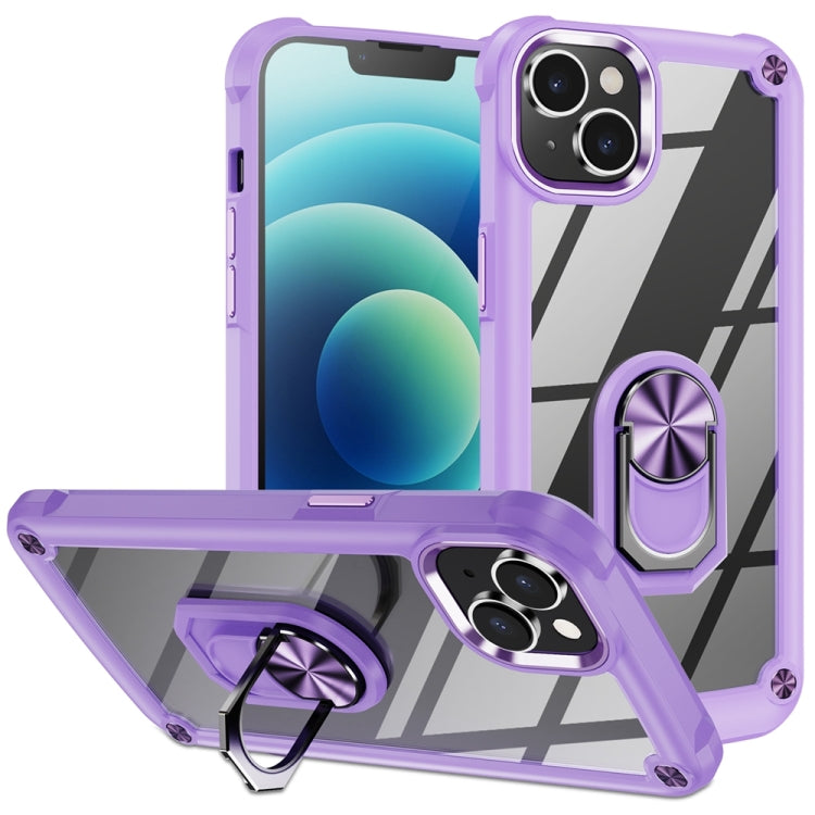 TPU + PC Lens Protection Phone Case with Ring Holder – Ring Holder, TPU, For iPhone 15 Pro Max, For iPhone 15 Pro, For iPhone 15 Plus, For iPhone 15 For iPhone 15 Plus Purple