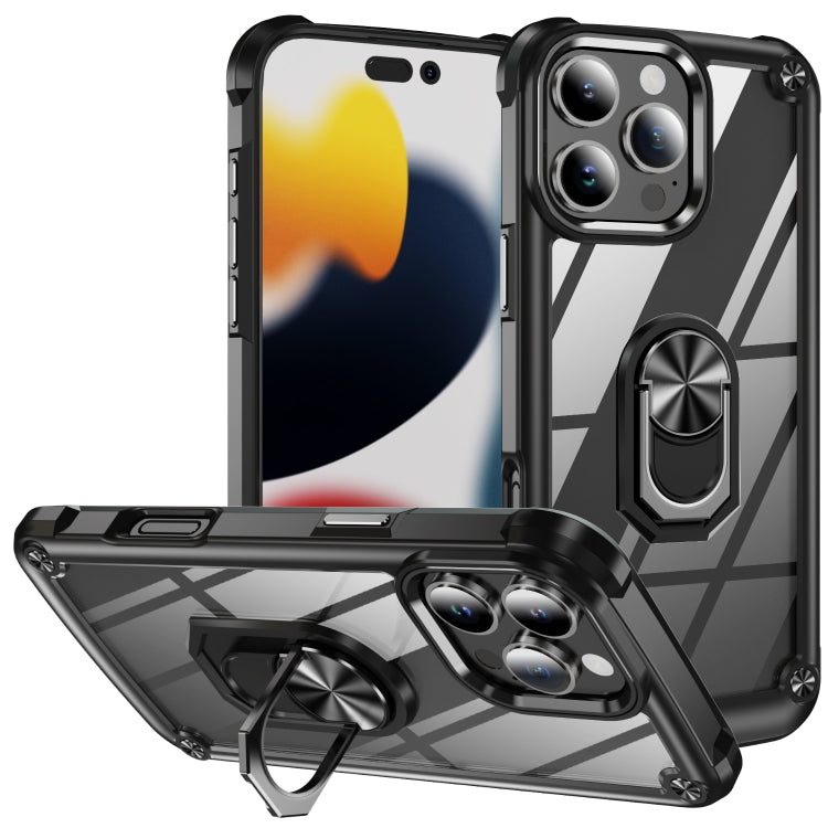 TPU Phone Case – + PC Lens Protection Phone Case with Ring Holder, For iPhone 16 Pro... For iPhone 16 Pro Max Black