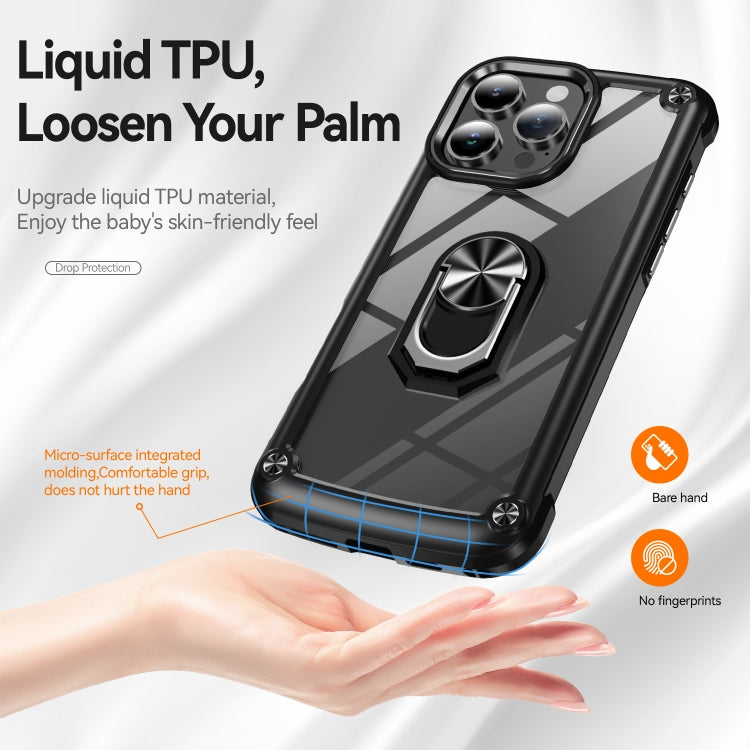 TPU Phone Case – + PC Lens Protection Phone Case with Ring Holder, For iPhone 16 Pro...