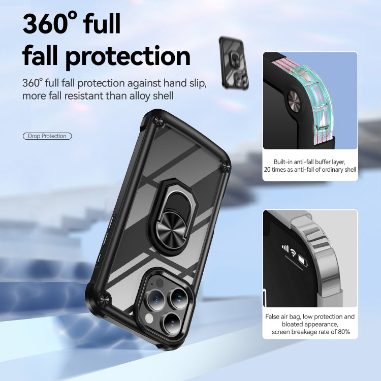 TPU Phone Case – + PC Lens Protection Phone Case with Ring Holder, For iPhone 16 Pro...
