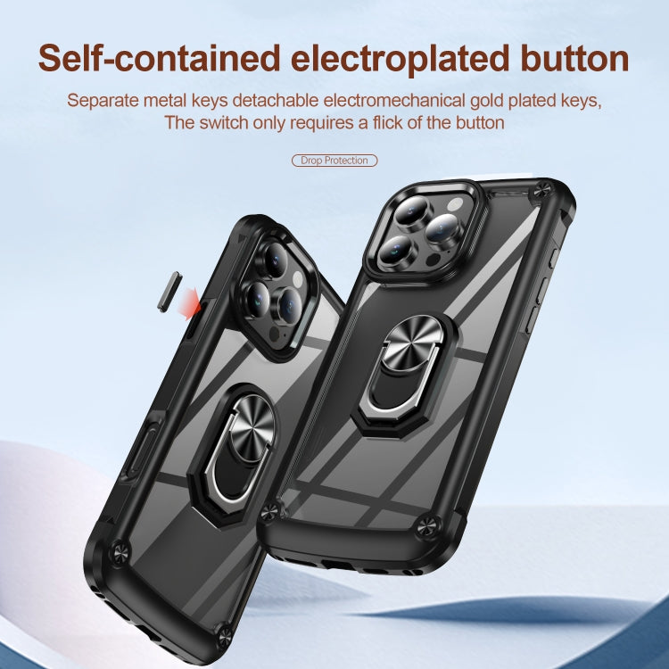 TPU Phone Case – + PC Lens Protection Phone Case with Ring Holder, For iPhone 16 Pro...