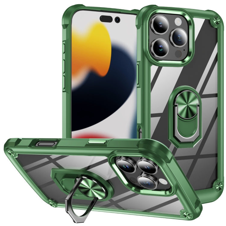 TPU Phone Case – + PC Lens Protection Phone Case with Ring Holder, For iPhone 16 Pro... For iPhone 16 Pro Max Green
