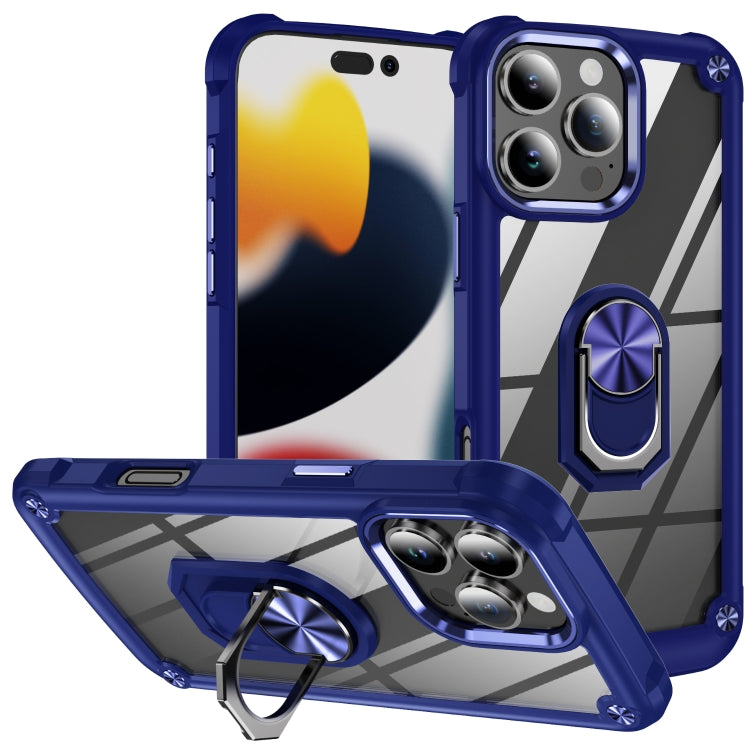 TPU Phone Case – + PC Lens Protection Phone Case with Ring Holder, For iPhone 16 Pro... For iPhone 16 Pro Blue