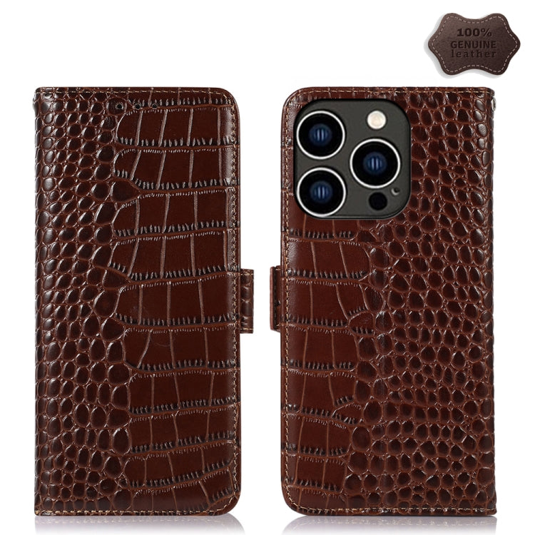 Crocodile Top Layer Cowhide Leather Phone Case – Card Slot, Leather, TPU, For iPhone 16 Pro, For iPhone 16 Plus, For iPhone 16, For iPhone 15 Pro Max, For iPhone 15 Pro, For iPhone 15 Plus For iPhone 15 Pro Max Brown