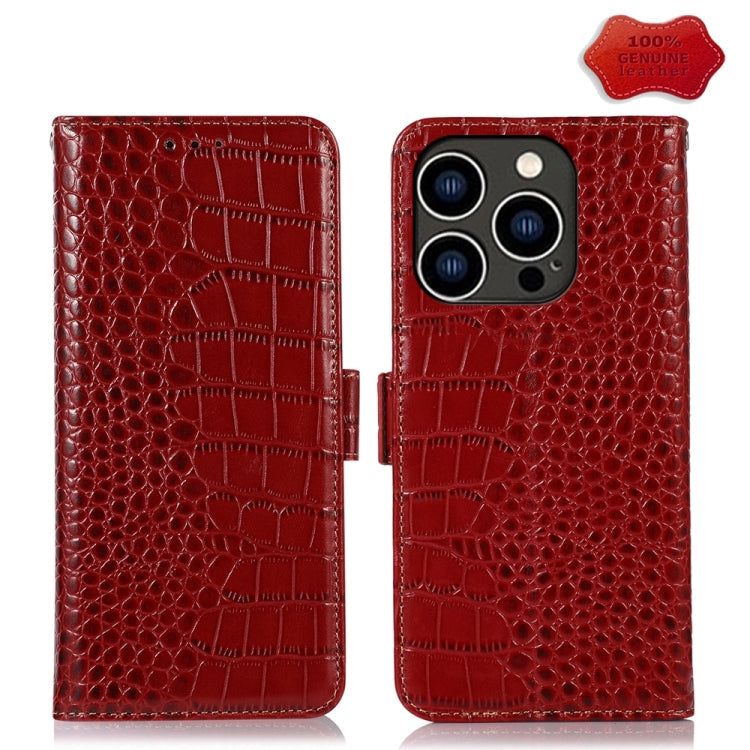 Crocodile Top Layer Cowhide Leather Phone Case – Card Slot, Leather, TPU, For iPhone 16 Pro, For iPhone 16 Plus, For iPhone 16, For iPhone 15 Pro Max, For iPhone 15 Pro, For iPhone 15 Plus For iPhone 15 Pro Red