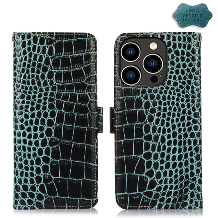 Crocodile Top Layer Cowhide Leather Phone Case – Card Slot, Leather, TPU, For iPhone 16 Pro, For iPhone 16 Plus, For iPhone 16, For iPhone 15 Pro Max, For iPhone 15 Pro, For iPhone 15 Plus For iPhone 15 Pro Green