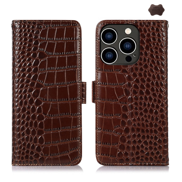 Crocodile Top Layer Cowhide Leather Phone Case – Card Slot, Leather, TPU, For iPhone 18 Pro / 17 Pro, For iPhone 18 Pro Max / 17 Pro Max, For iPhone 16e / 17e, For iPhone 17, For iPhone Air, For iPhone 16 Pro Max For iPhone 16 Pro Max Brown