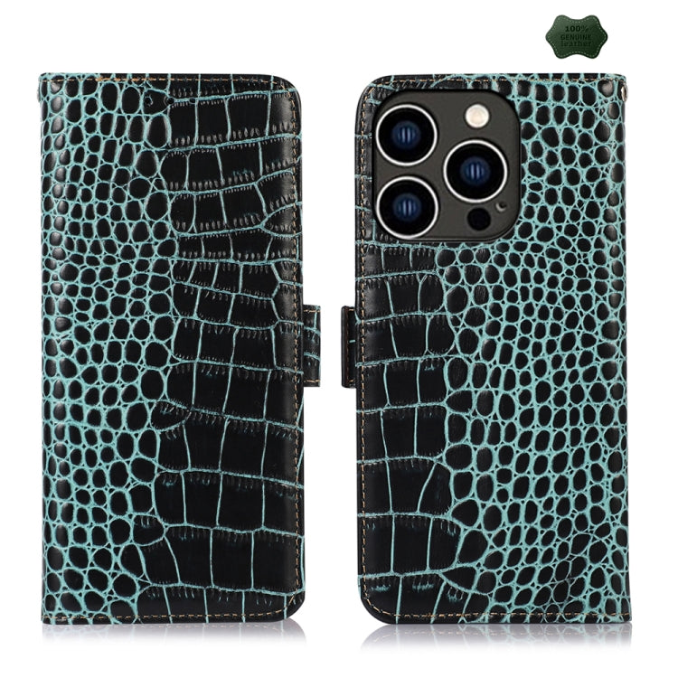 Crocodile Top Layer Cowhide Leather Phone Case – Card Slot, Leather, TPU, For iPhone 16 Pro, For iPhone 16 Plus, For iPhone 16, For iPhone 15 Pro Max, For iPhone 15 Pro, For iPhone 15 Plus For iPhone 16 Pro Green