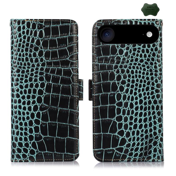 Crocodile Top Layer Cowhide Leather Phone Case – Card Slot, Leather, TPU, For iPhone 18 Pro / 17 Pro, For iPhone 18 Pro Max / 17 Pro Max, For iPhone 16e / 17e, For iPhone 17, For iPhone Air, For iPhone 16 Pro Max For iPhone Air Green
