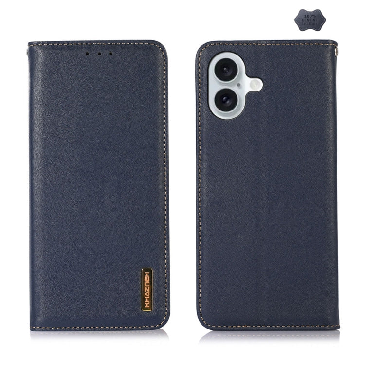 KHAZNEH Nappa Top Layer Cowhide Leather Phone Case – Card Slot, Leather, TPU, For iPhone 16 Pro, For iPhone 16 Plus, For iPhone 16, For iPhone 15 Pro Max, For iPhone 15 Pro, For iPhone 15 Plus For iPhone 16 Plus Blue