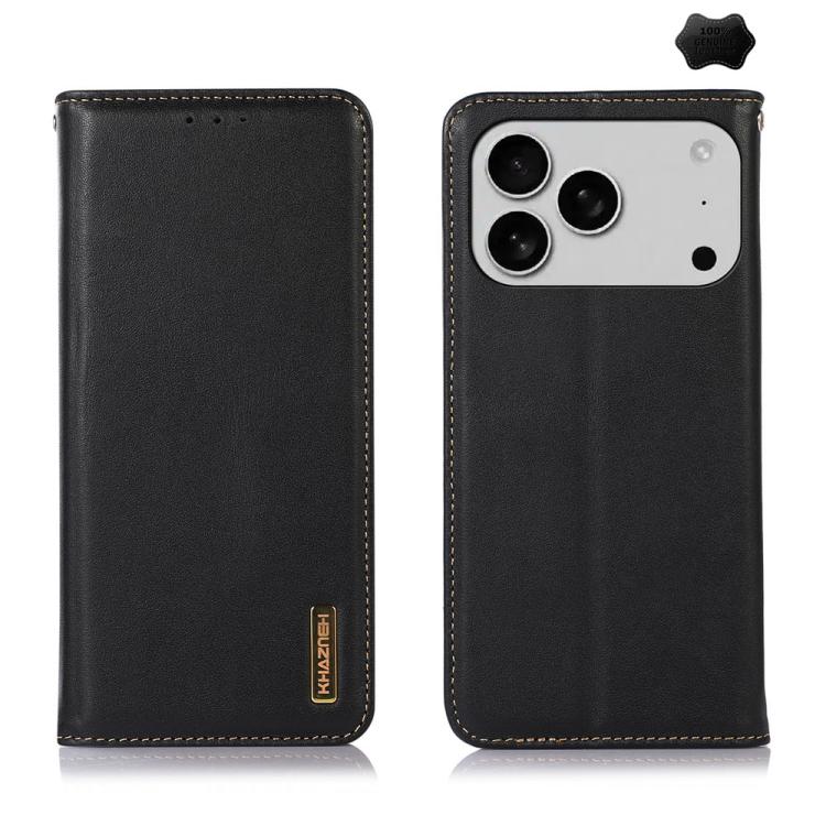 KHAZNEH Nappa Top Layer Cowhide Leather Phone Case – Card Slot, Leather, TPU, For iPhone 17 Pro Max, For iPhone 16e / 17e, For iPhone 18 Pro / 17 Pro, For iPhone 17 Pro, For iPhone 17, For iPhone Air, For iPhone 16e, For iPhone 16 Pro Max For iPhone 17 Pro Black