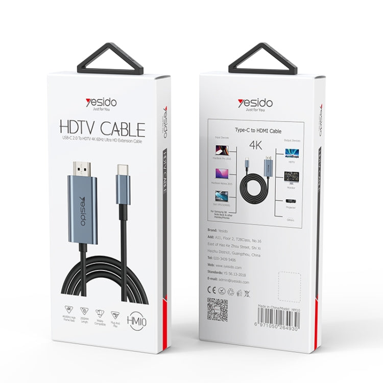 Yesido HM10 USB-C / Type-C to HDMI HD Adapter Cable, HM10 – Aluminum Alloy, 4K