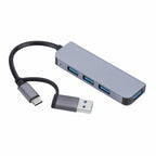 2301 4 in 1 USB+USB-C/Type-C to USB Multi-function Docking Station HUB Adapter, 2301 – Aluminum Alloy, Data Transmission, TPU 2301