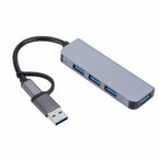 2301 4 in 1 USB+USB-C/Type-C to USB Multi-function Docking Station HUB Adapter, 2301 – Aluminum Alloy, Data Transmission, TPU