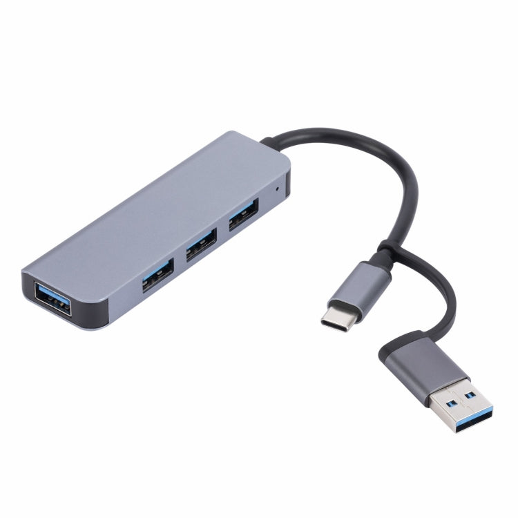 2301 4 in 1 USB+USB-C/Type-C to USB Multi-function Docking Station HUB Adapter, 2301 – Aluminum Alloy, Data Transmission, TPU