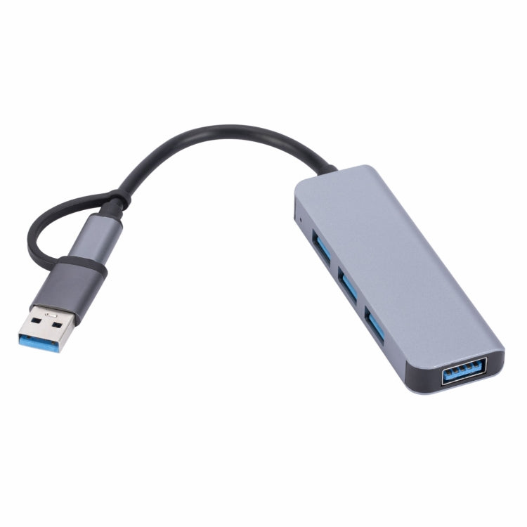 2301 4 in 1 USB+USB-C/Type-C to USB Multi-function Docking Station HUB Adapter, 2301 – Aluminum Alloy, Data Transmission, TPU