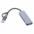 2301 4 in 1 USB+USB-C/Type-C to USB Multi-function Docking Station HUB Adapter, 2301 – Aluminum Alloy, Data Transmission, TPU