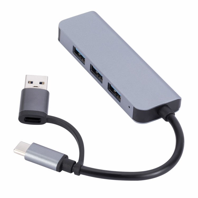 2301 4 in 1 USB+USB-C/Type-C to USB Multi-function Docking Station HUB Adapter, 2301 – Aluminum Alloy, Data Transmission, TPU