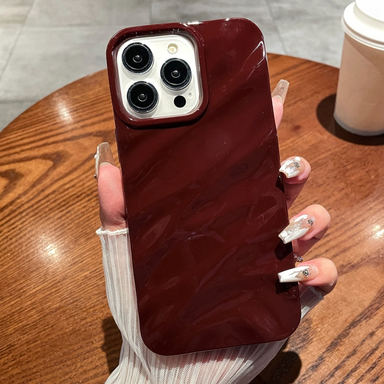 Solid Color Wave Texture TPU Phone Case, For iPhone 16, For iPhone 15... For iPhone 15 Pro Wine Red