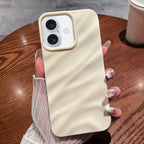 Solid Color Wave Texture TPU Phone Case, For iPhone 16, For iPhone 15... For iPhone 16 Beige